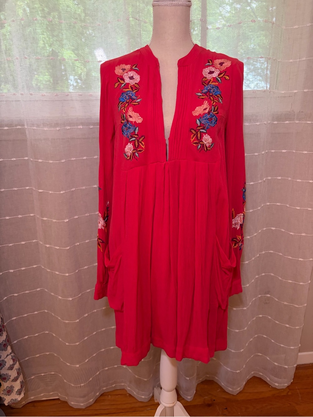 Free People Mia Gauze Embroidered Floral Mini Dress